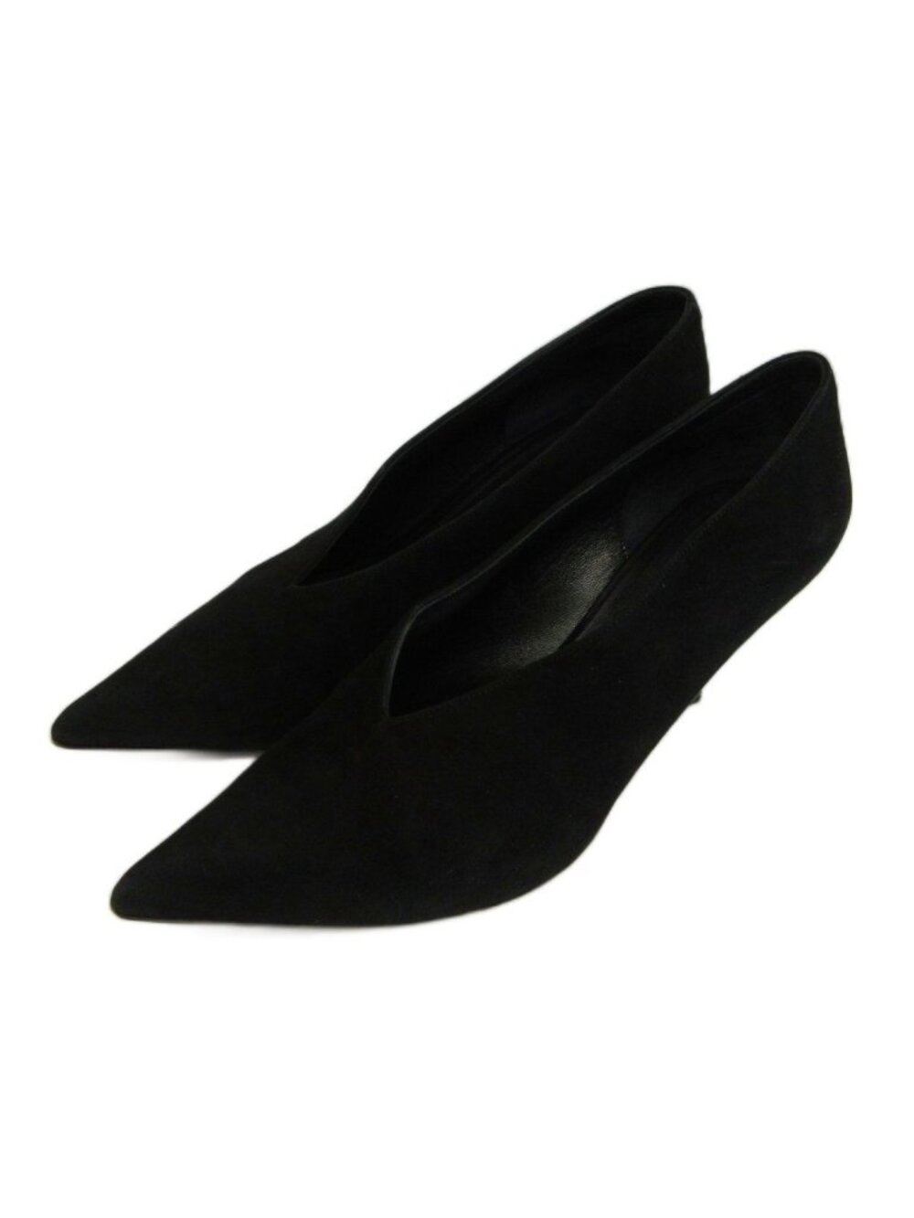 Celine Pumps Suede Pointed Toe High Heels Cut Black